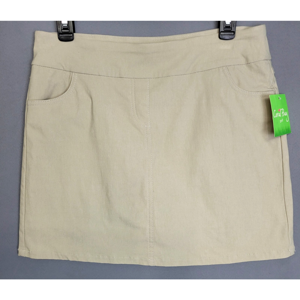 Coral‎ Bay Golf Skorts Skirt Womens 8 Beige Pockets Stretches Pull-Up New